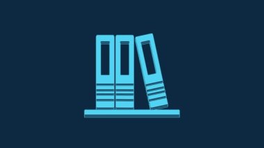 Blue Office folders with papers and documents icon isolated on blue background. Office binders. Archives folder sign. 4K Video motion graphic animation.