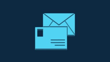 Blue Envelope icon isolated on blue background. Email message letter symbol. 4K Video motion graphic animation.