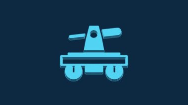 Mavi Draisine el arabası bisiklet taşıma ikonu mavi arka planda izole edildi. 4K Video hareketli grafik canlandırması.