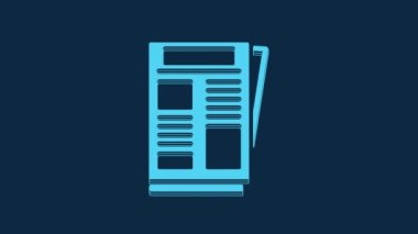 Blue News icon isolated on blue background. Newspaper sign. Mass media symbol. 4K Video motion graphic animation.