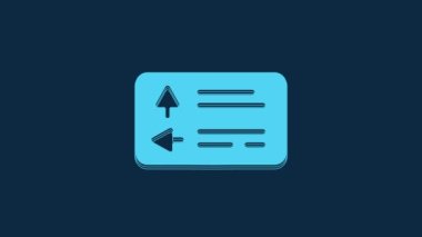 Blue Road traffic sign. Signpost icon isolated on blue background. Pointer symbol. Street information sign. Direction sign. 4K Video motion graphic animation.