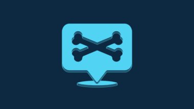 Blue Location pirate icon isolated on blue background. 4K Video motion graphic animation.