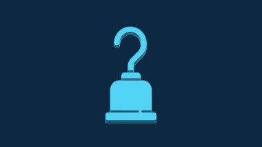 Blue Pirate hook icon isolated on blue background. 4K Video motion graphic animation.