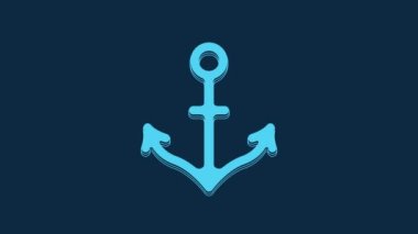 Blue Anchor icon isolated on blue background. 4K Video motion graphic animation.
