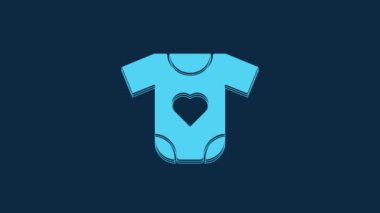 Blue Baby clothes icon isolated on blue background. Baby clothing for baby girl and boy. Baby bodysuit. 4K Video motion graphic animation.