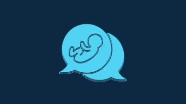 Mavi Bebek simgesi mavi arkaplanda izole edildi. 4K Video hareketli grafik canlandırması.