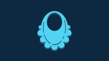 Blue Baby bib icon isolated on blue background. 4K Video motion graphic animation.