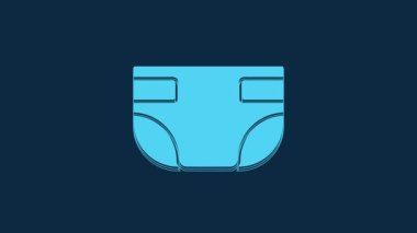 Blue Baby absorbent diaper icon isolated on blue background. 4K Video motion graphic animation.