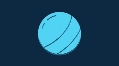 Mavi arka planda mavi plaj topu simgesi izole edildi. Çocuk oyuncağı. 4K Video hareketli grafik canlandırması.