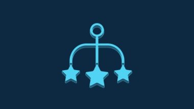 Blue Baby crib hanging toys icon isolated on blue background. Baby bed carousel. 4K Video motion graphic animation.