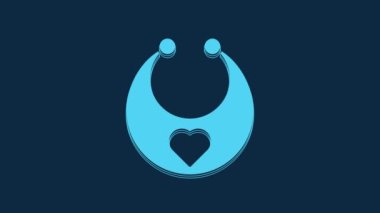 Blue Baby bib icon isolated on blue background. 4K Video motion graphic animation.