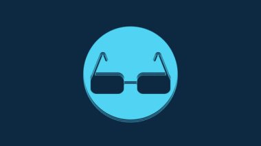 Blue Glasses icon isolated on blue background. Eyeglass frame symbol. 4K Video motion graphic animation.