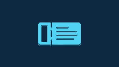 Blue Cruise ticket for traveling by ship icon isolated on blue background. Travel by Cruise liner. Cruises to Paradise. 4K Video motion graphic animation.