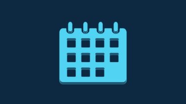 Blue Calendar icon isolated on blue background. Event reminder symbol. 4K Video motion graphic animation.