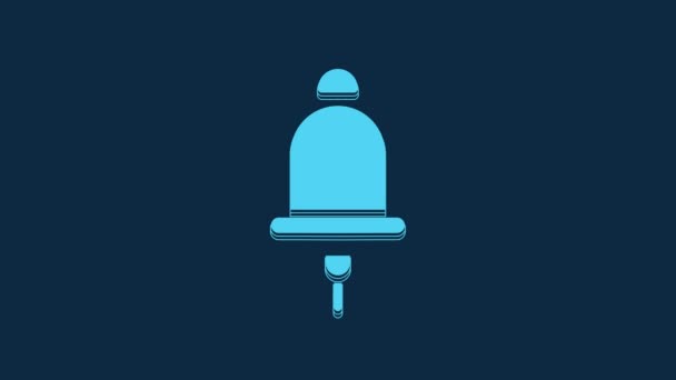 Blue Ringing Alarm Bell Icon Isolated Blue Background Fire Alarm — Αρχείο Βίντεο