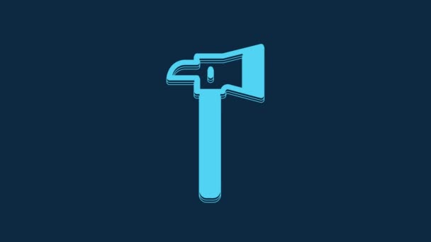 Blue Firefighter Axe Icon Isolated Blue Background Fire Axe Video — Stock Video