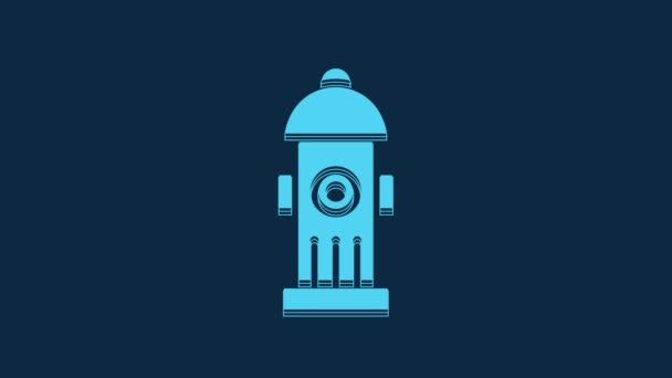 Blue Fire Hydrant Icon Isolated Blue Background Video Motion Graphic — Vídeos de Stock