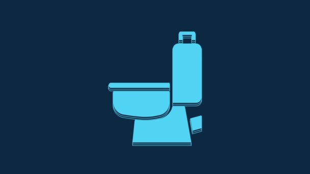 Blue Toilet Bowl Icon Isolated Blue Background Video Motion Graphic — Vídeo de stock