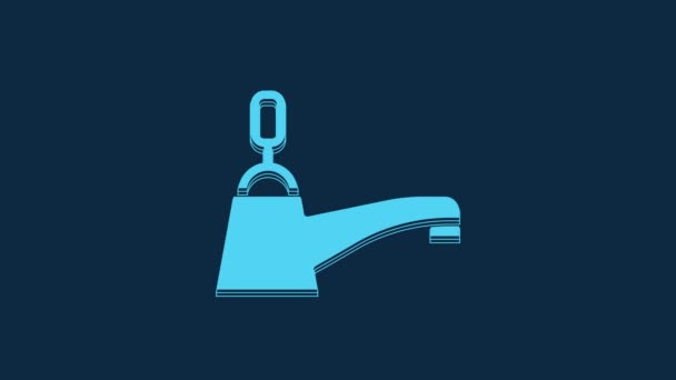 Blue Water Tap Icon Isolated Blue Background Video Motion Graphic — Vídeos de Stock