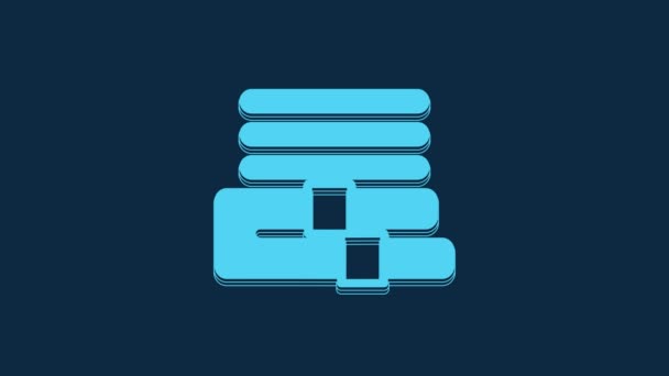 Blue Towel Stack Icon Isolated Blue Background Video Motion Graphic — Wideo stockowe
