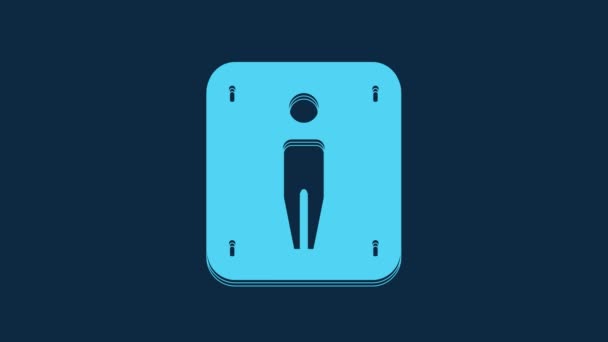 蓝色男厕图标隔离在蓝色背景 Wc标志 洗澡间4K视频运动图形动画 — 图库视频影像