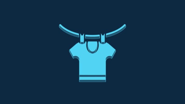Blue Drying Clothes Icon Isolated Blue Background Clean Shirt Wash — Αρχείο Βίντεο