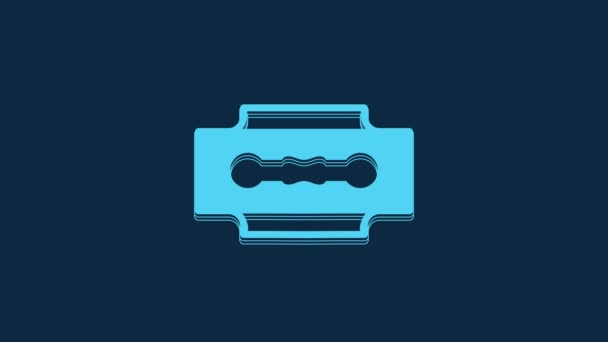 Blue Blade Razor Icon Isolated Blue Background Video Motion Graphic — Stock video