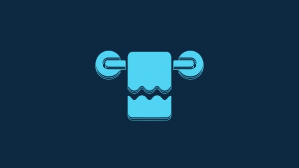 Blue Towel Hanger Icon Isolated Blue Background Bathroom Towel Icon — Stockvideo