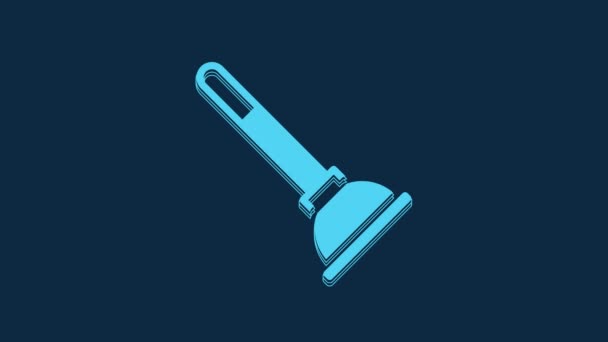 Blue Rubber Plunger Wooden Handle Pipe Cleaning Icon Isolated Blue — Vídeos de Stock