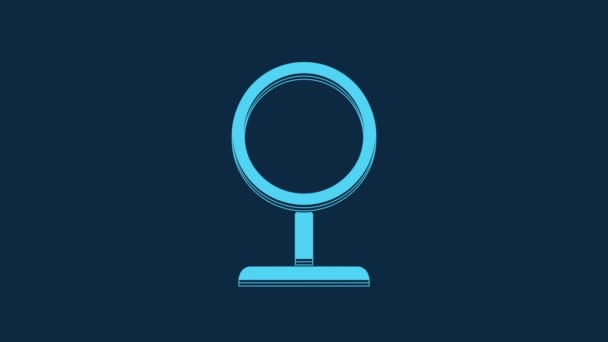 Blue Makeup Mirror Icon Isolated Blue Background Video Motion Graphic — Stok video