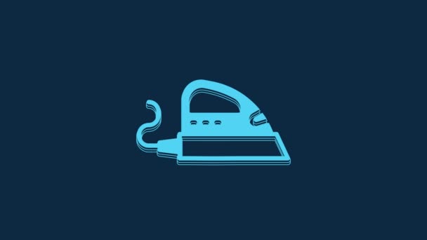 Blue Electric Iron Icon Isolated Blue Background Steam Iron Video — Vídeo de Stock