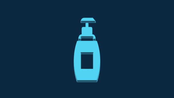 Blue Bottle Liquid Antibacterial Soap Dispenser Icon Isolated Blue Background — Stock video