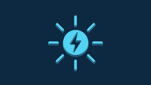 Blue Solar Energy Panel Icon Isolated Blue Background Sun Lightning — Stockvideo