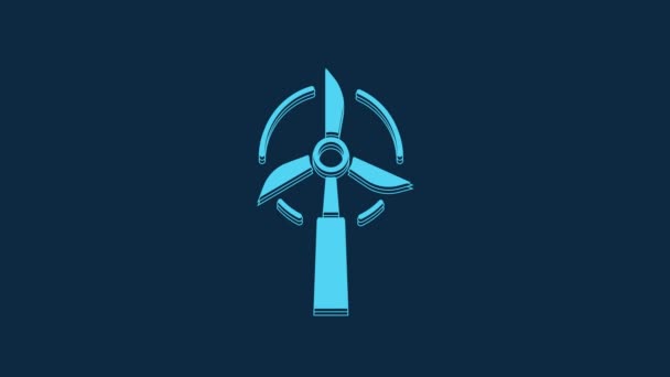 Blue Wind Turbine Icon Isolated Blue Background Wind Generator Sign — Vídeo de stock