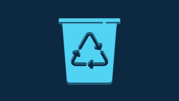 Blue Recycle Bin Recycle Symbol Icon Isolated Blue Background Trash — Stock Video