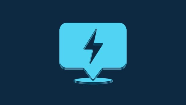 Icono Rayo Azul Aislado Sobre Fondo Azul Icono Flash Icono — Vídeos de Stock