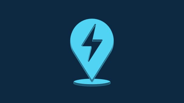 Blue Lightning Bolt Icon Isolated Blue Background Flash Icon Charge — Stock Video