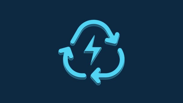 Blue Battery Recycle Symbol Line Icon Isolated Blue Background Battery — Vídeo de stock