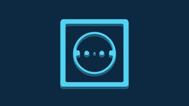 Blue Electrical Outlet Icon Isolated Blue Background Power Socket Rosette — Video Stock