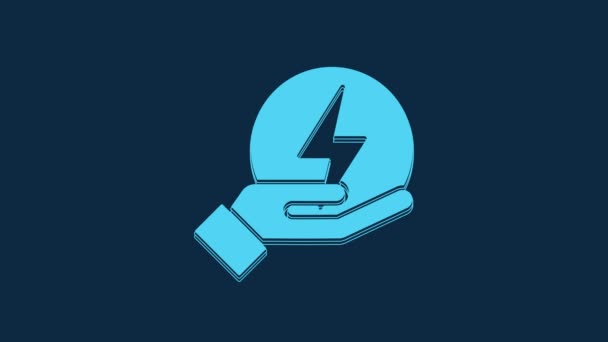 Blue Lightning Bolt Icon Isolated Blue Background Flash Sign Charge — 비디오