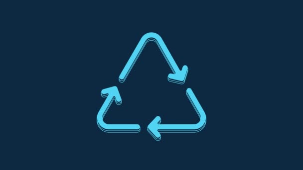 Blue Recycle Symbol Icon Isolated Blue Background Circular Arrow Icon — Vídeo de Stock
