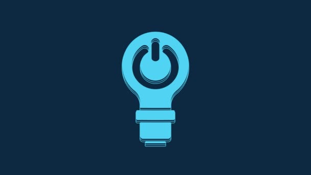 Blue Light Bulb Lightning Symbol Icon Isolated Blue Background Light — Stock Video