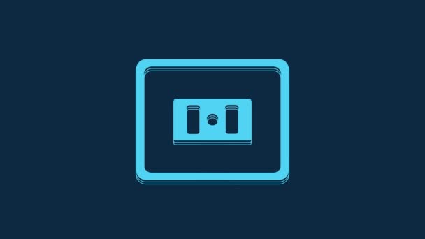 Blue Electrical Outlet Icon Isolated Blue Background Power Socket Rosette — Stockvideo