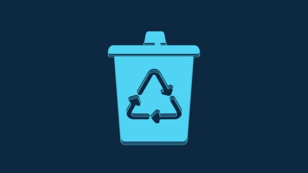 Blue Recycle Bin Recycle Symbol Icon Isolated Blue Background Trash — Vídeos de Stock