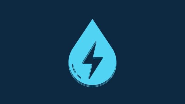 Icono Energía Blue Water Aislado Sobre Fondo Azul Concepto Ecológico — Vídeos de Stock