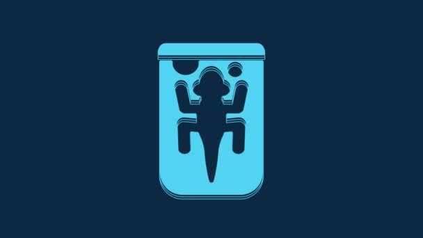 Blue Experimental Animal Icon Isolated Blue Background Video Motion Graphic — Stock Video