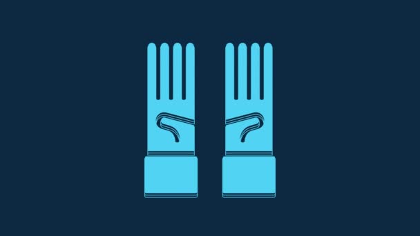 Blue Medical Rubber Gloves Icon Isolated Blue Background Protective Rubber — Stock video