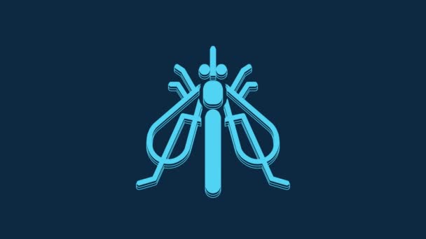 Blue Experimental Insect Icon Isolated Blue Background Video Motion Graphic — Stock Video