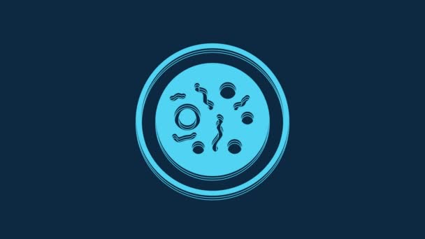 Blue Petri Dish Bacteria Icon Isolated Blue Background Video Motion — Video