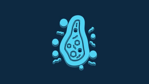 Blue Bacteria Icon Isolated Blue Background Bacteria Germs Microorganism Disease — Video Stock
